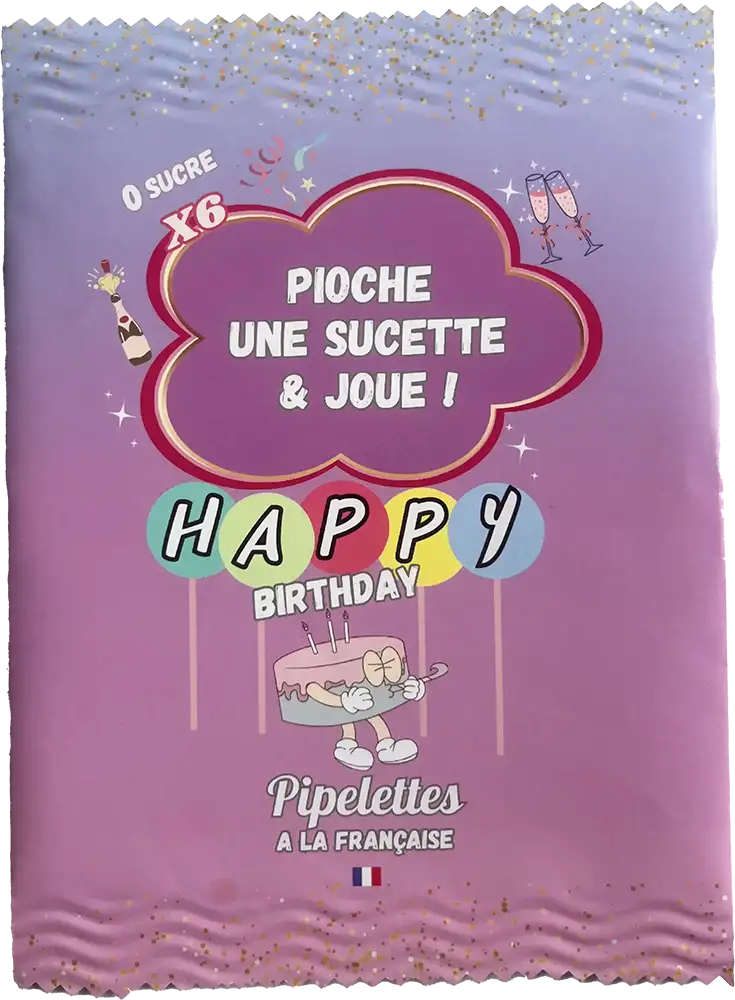 Sachet de 6 sucettes Happy Birthday