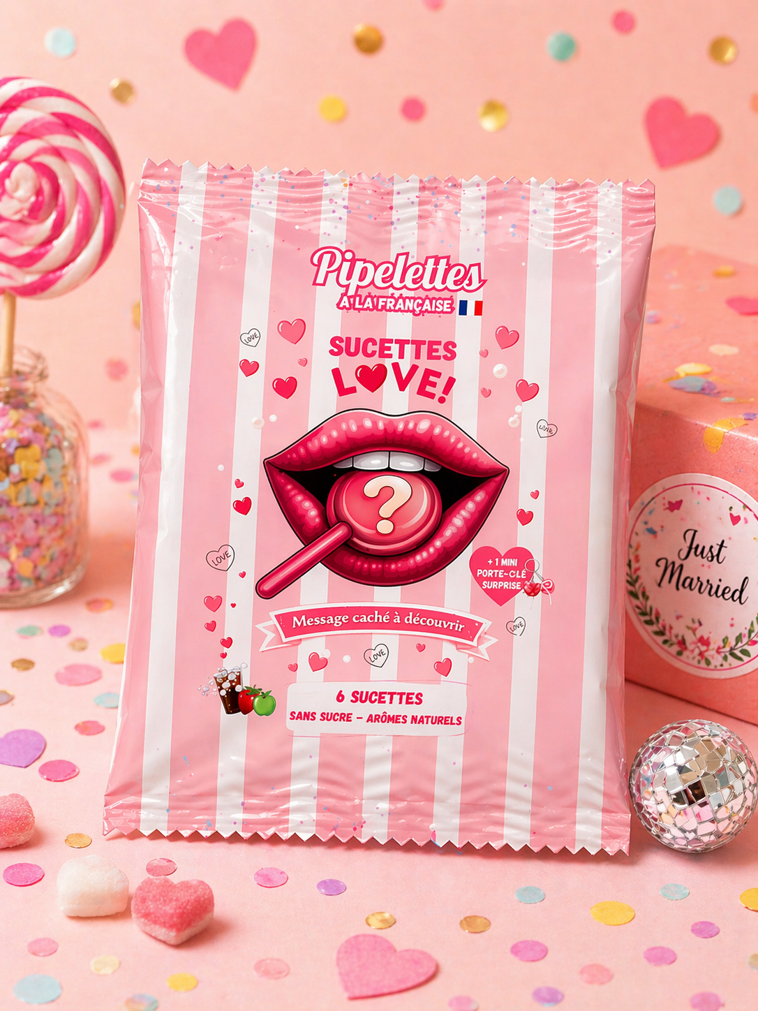Sachet de 6 sucettes LOVE