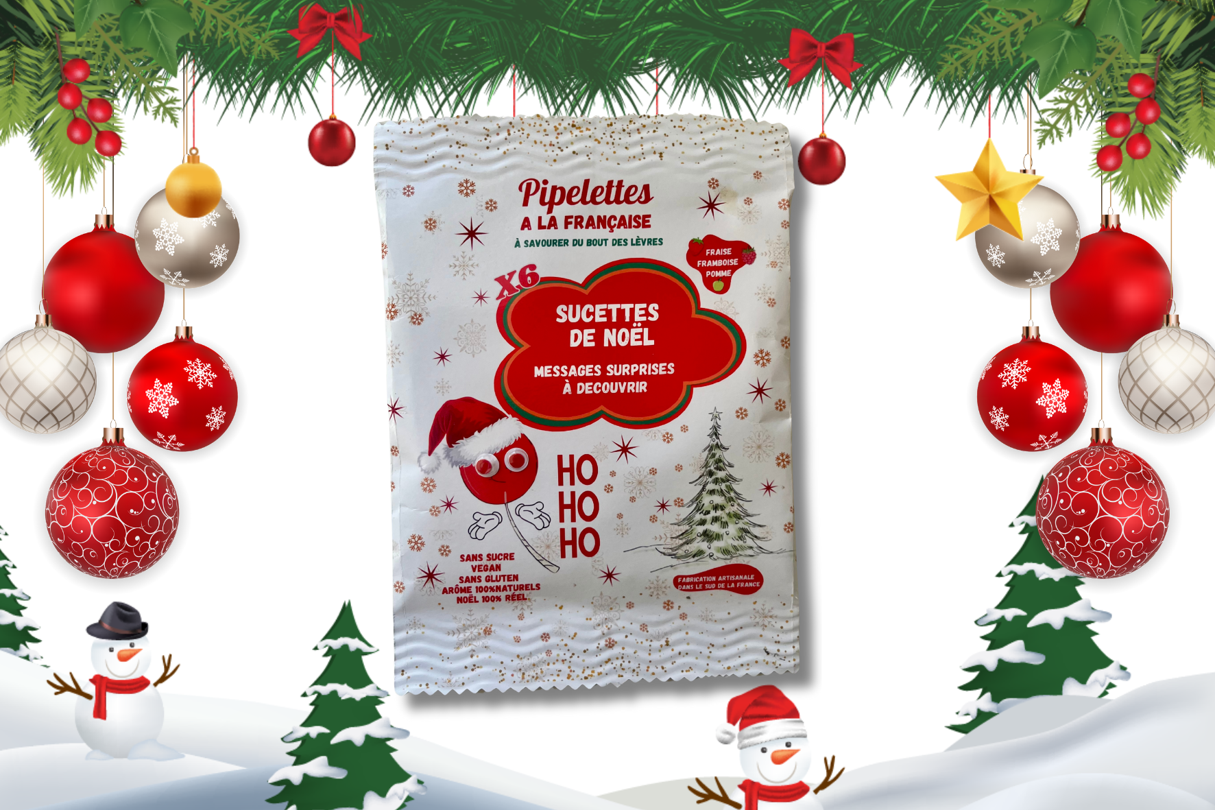 Sachet de 6 sucettes NOËL